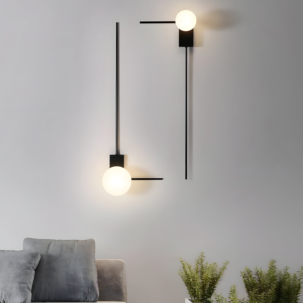 Simple Glass Ball Personalized Nordic Bedroom Wall Light Fixture - view 2