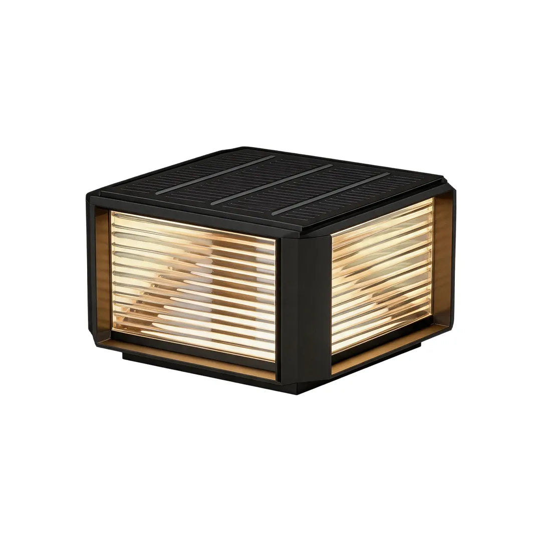 Modern Pillar Lights Layered Ribbed Glass Outdoor Light - view 16