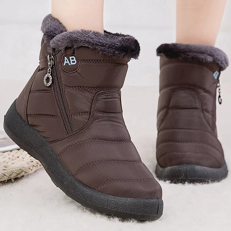 Women's Fur-Lined Snow Boots in Brown
