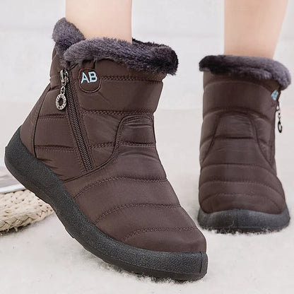 Women's Fur-Lined Snow Boots in Brown