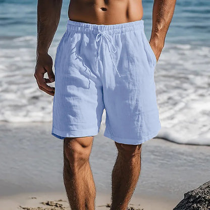 Men's Cotton Linen Shorts in Blue