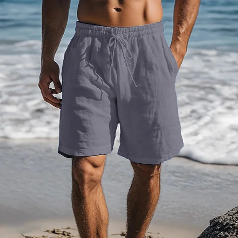 Men's Cotton Linen Shorts in Gray