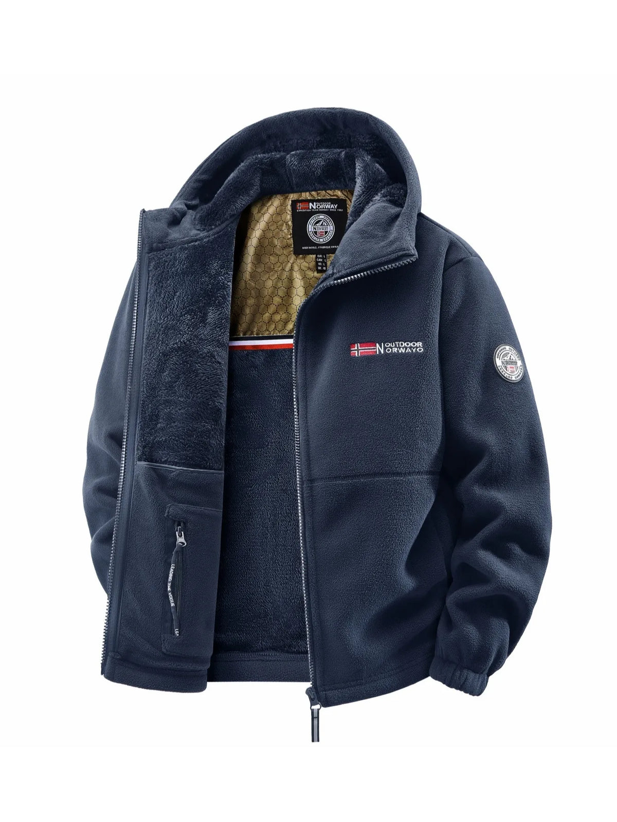 Men's Hooded Windbreaker Jacket in Navy Blue