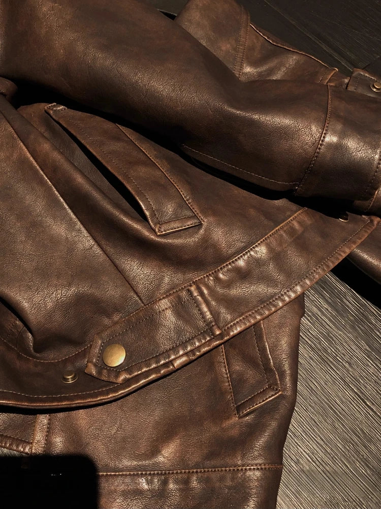 Women's Cropped Faux Leather Jacket - view 3