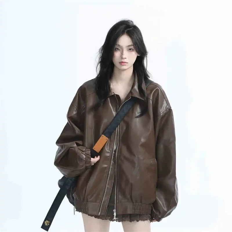 Women's Retro Faux Leather Jacket