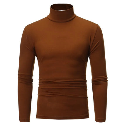 Men's Turtleneck Base Layer Top in Brown