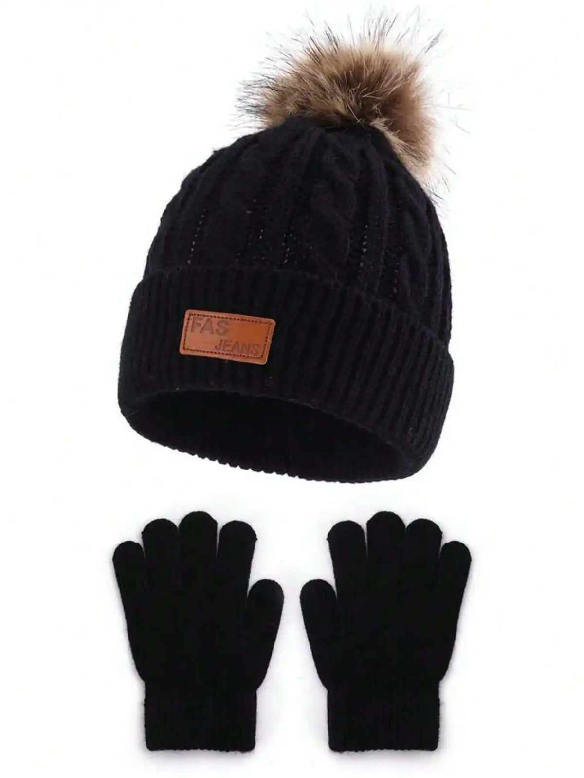 Kids Knit Beanie & Gloves Set