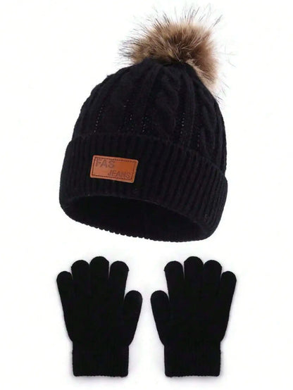 Kids Knit Beanie & Gloves Set