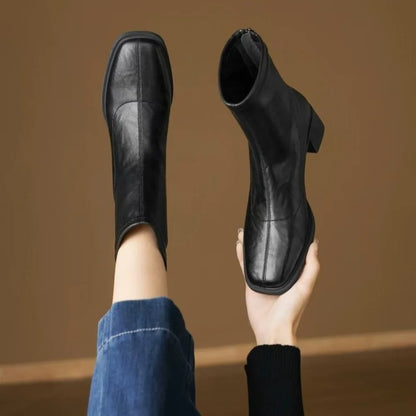 Women's Block Heel Ankle Boots in Black
