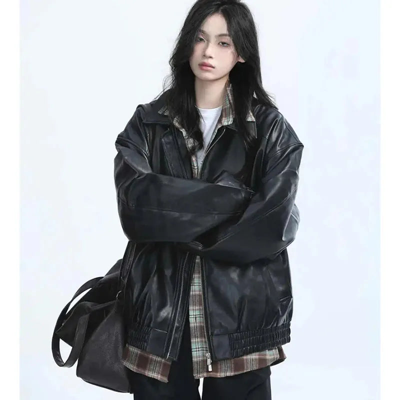 Women's Retro Faux Leather Jacket - view 2