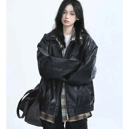 Women's Retro Faux Leather Jacket - view 2