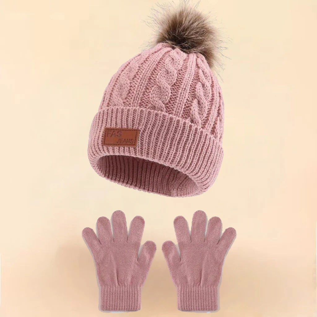 Kids Knit Beanie & Gloves Set