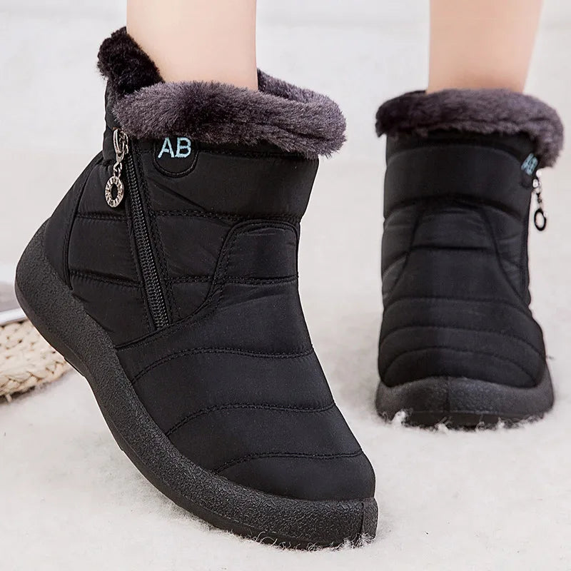 Women's Fur-Lined Snow Boots in Black