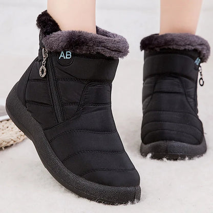 Women's Fur-Lined Snow Boots in Black