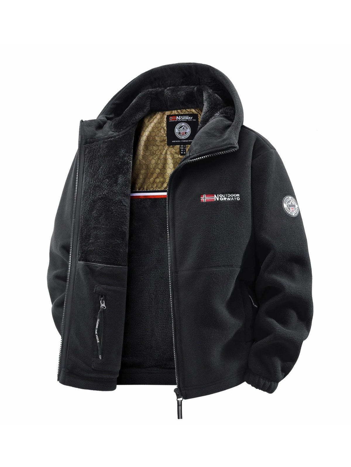 Men's Hooded Windbreaker Jacket in Black