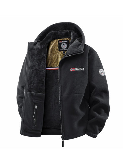 Men's Hooded Windbreaker Jacket in Black