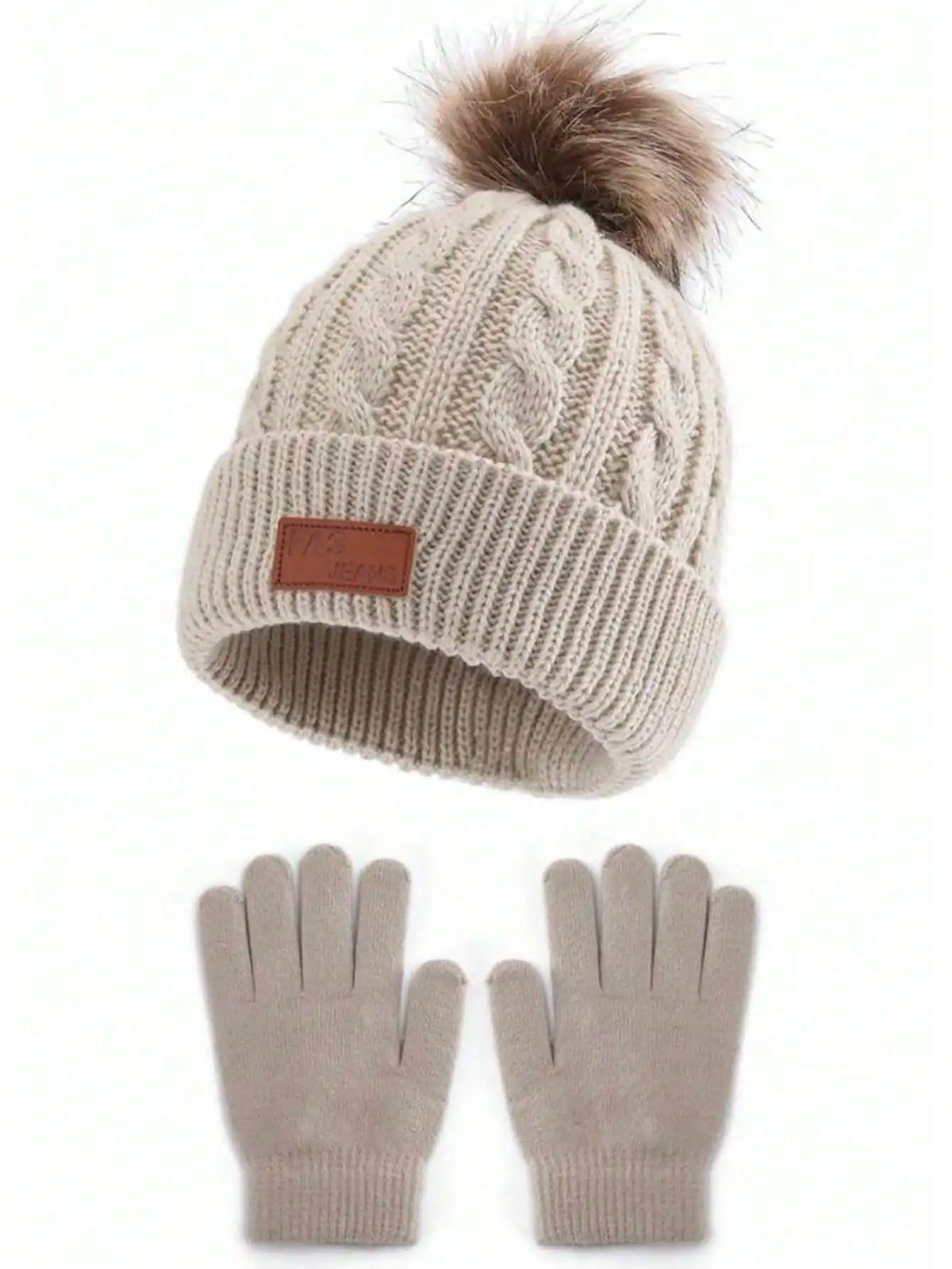 Kids Knit Beanie & Gloves Set
