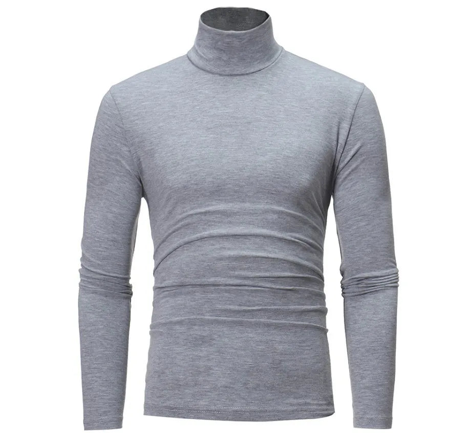 Men's Turtleneck Base Layer Top in Light Gray