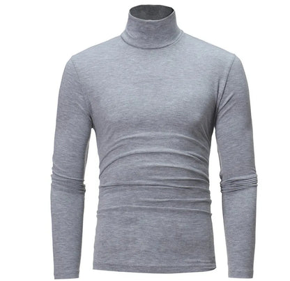 Men's Turtleneck Base Layer Top in Light Gray