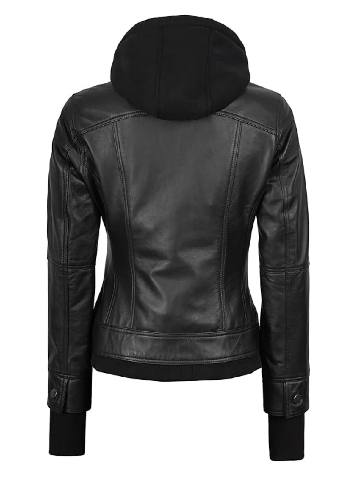 Women's Hooded Faux Leather Jacket - view 2