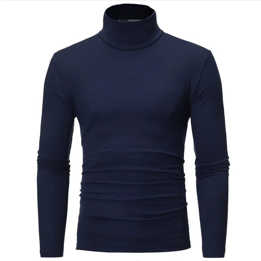Men's Turtleneck Base Layer Top in Navy Blue