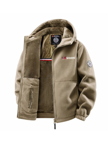 Men's Hooded Windbreaker Jacket in Khaki