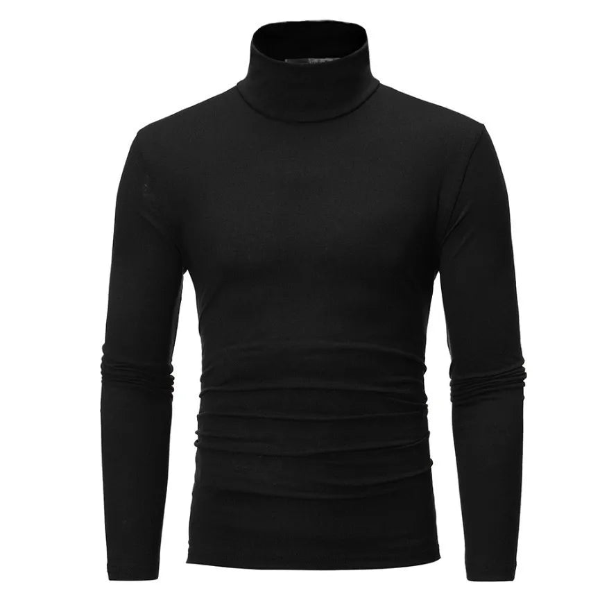 Men's Turtleneck Base Layer Top in Black
