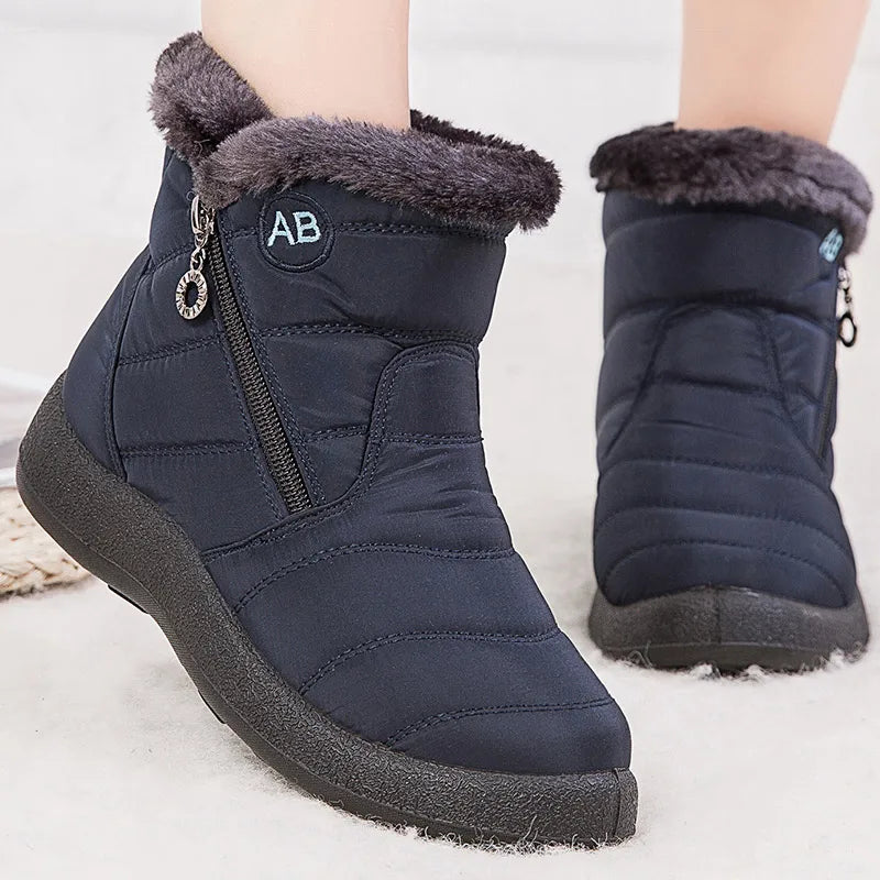 Women's Fur-Lined Snow Boots in Blue