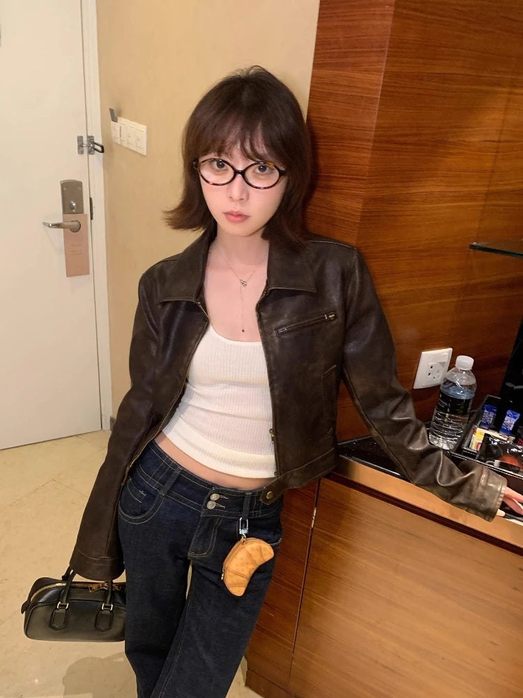 Women's Cropped Faux Leather Jacket - view 2