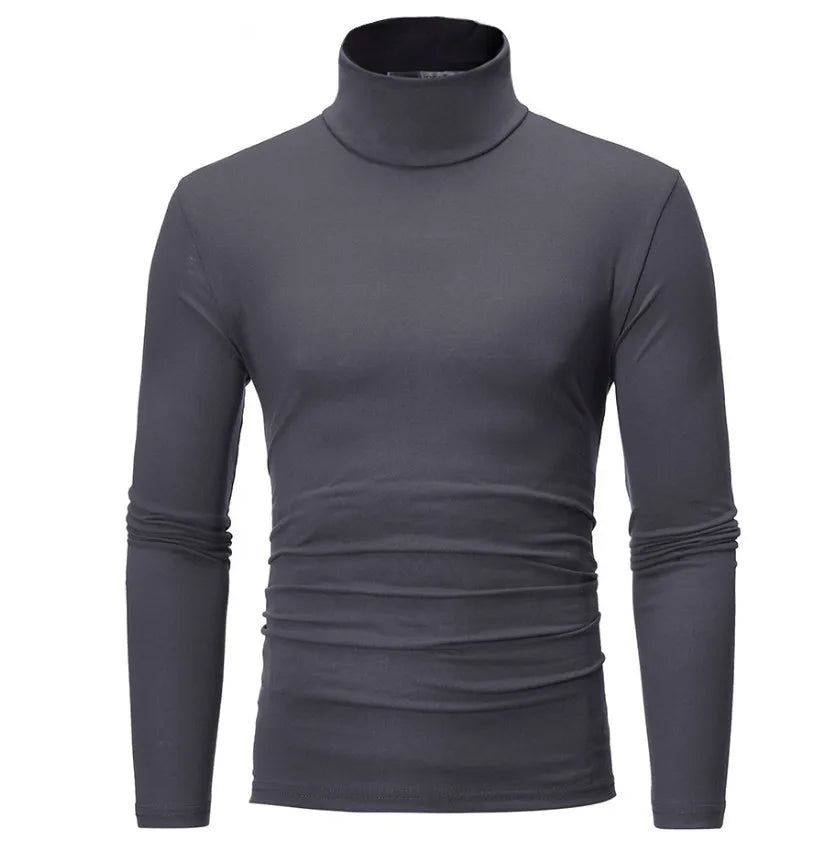Men's Turtleneck Base Layer Top in Dark Gray