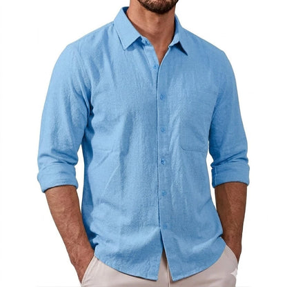 Men's Lightweight Long Sleeve Casual Shirt in Light Blue