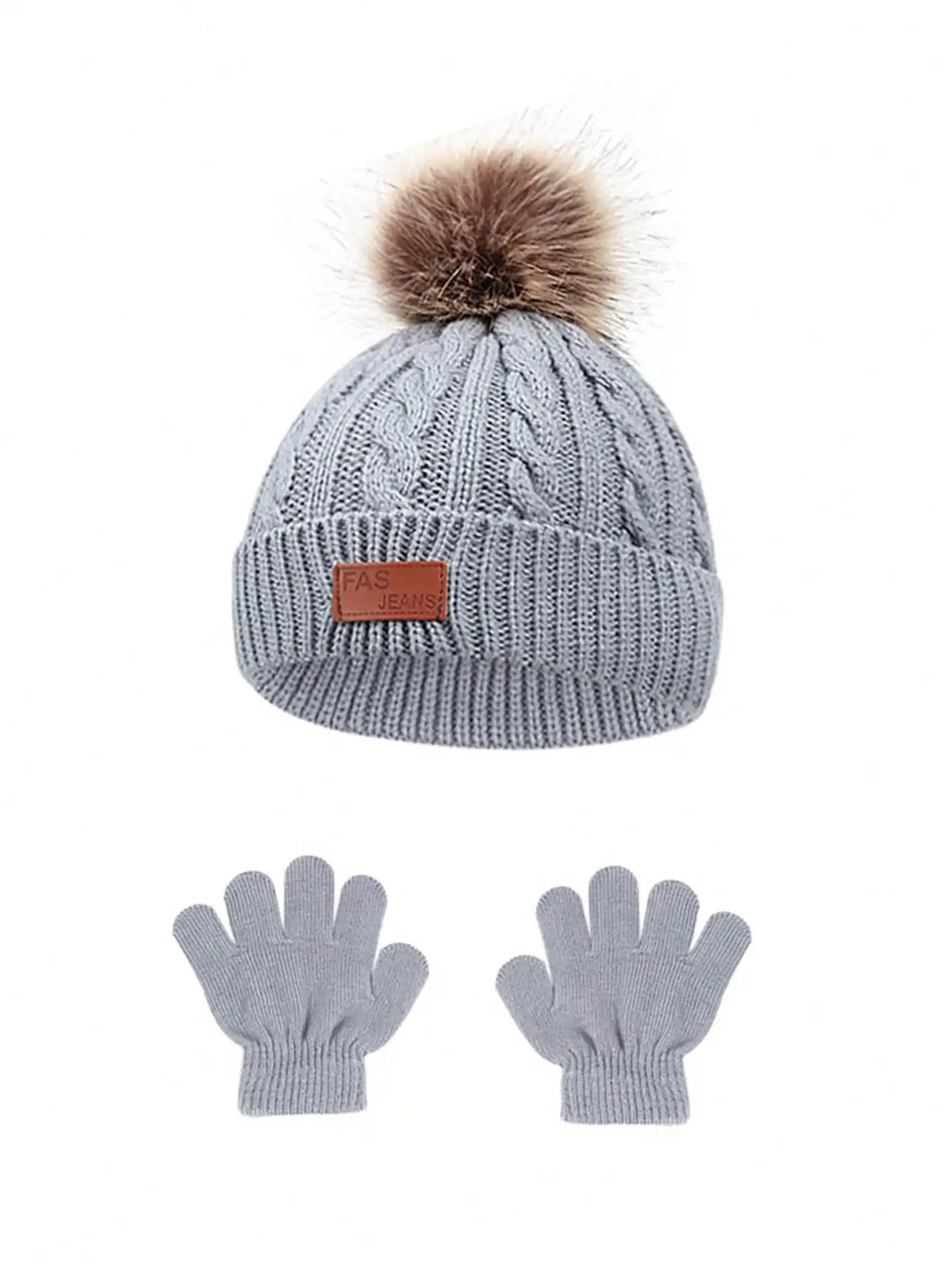 Kids Knit Beanie & Gloves Set