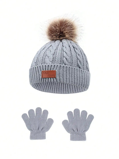Kids Knit Beanie & Gloves Set