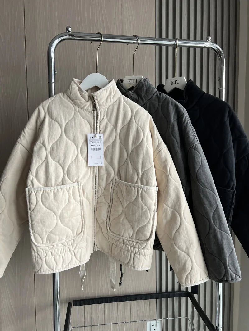 High Neck Quilted Jacket