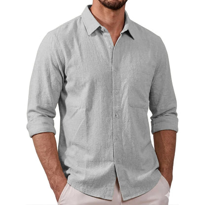 Men's Lightweight Long Sleeve Casual Shirt in Gray