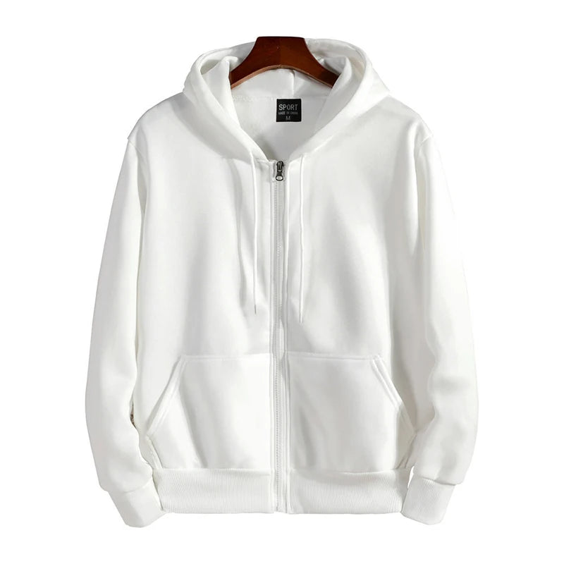 Men's Zip-Up Hoodie in White