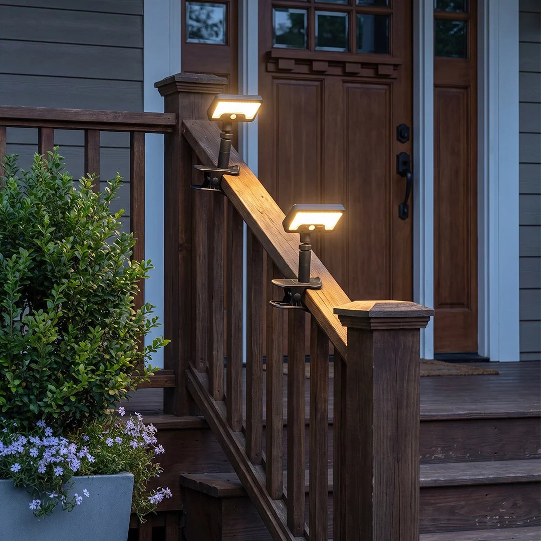 2 PCS Clip On Outdoor Solar Lights and USB Rechargeable Light