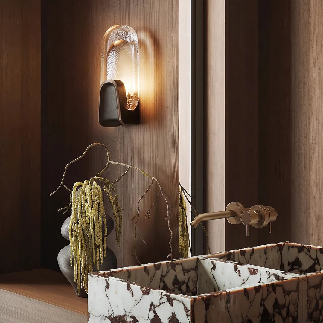 Art Deco Wall Sconce Lighting Luxury Textured Glass Light - view 5