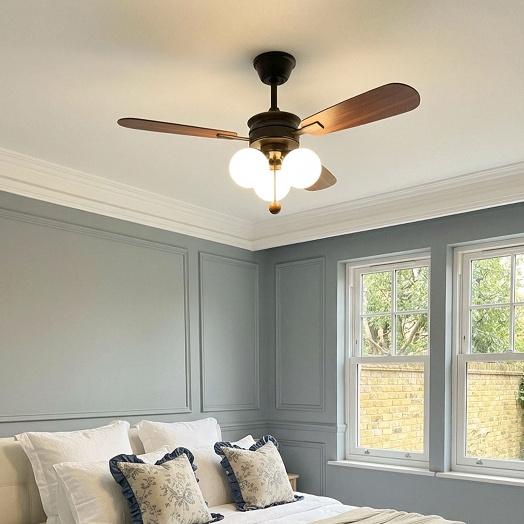 Indoor Ceiling Fan with Light French Cream Style Light