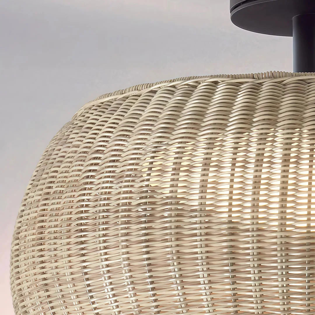 Woven Flush Mount Light Rattan Outdoor Waterproof Ceiling Light - view 7