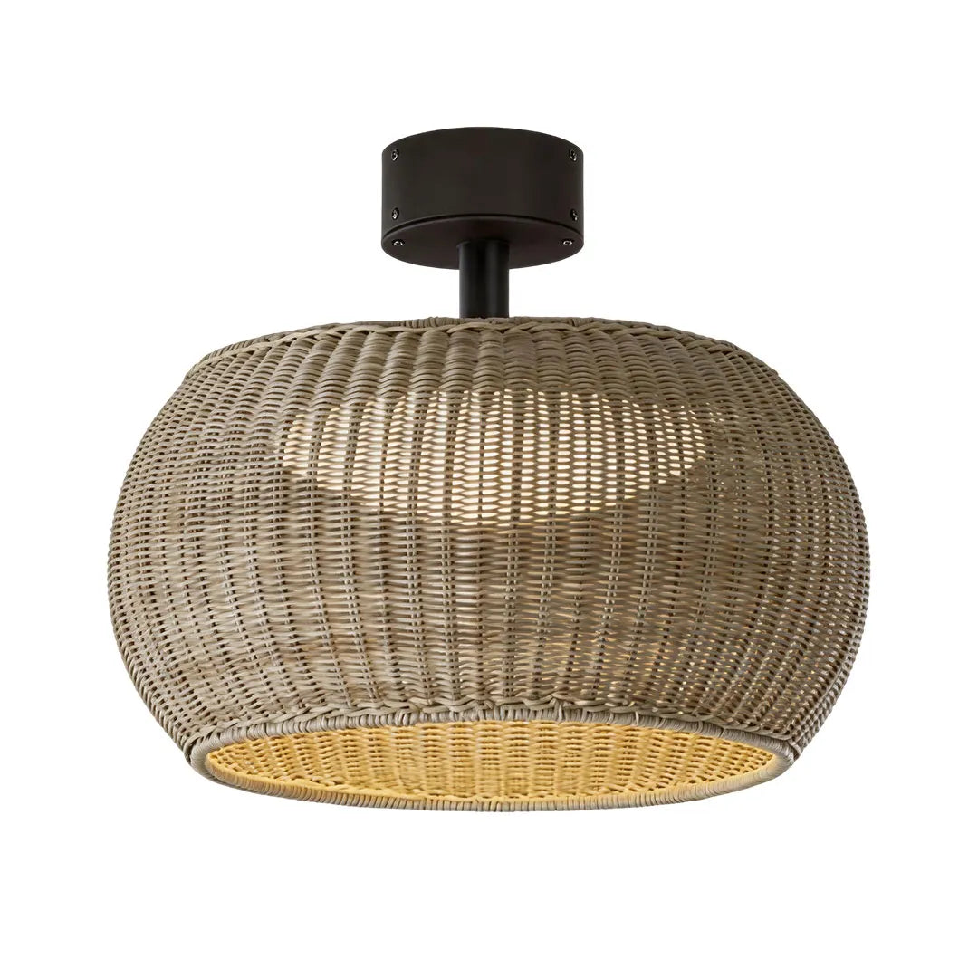 Woven Flush Mount Light Rattan Outdoor Waterproof Ceiling Light - view 9