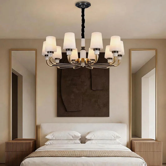 Black Brass Chandelier American Vintage Candle-Style Ceiling Light