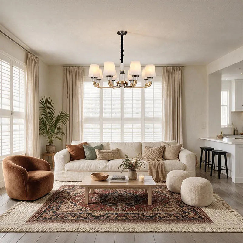 Black Brass Chandelier American Vintage Candle-Style Ceiling Light - view 5