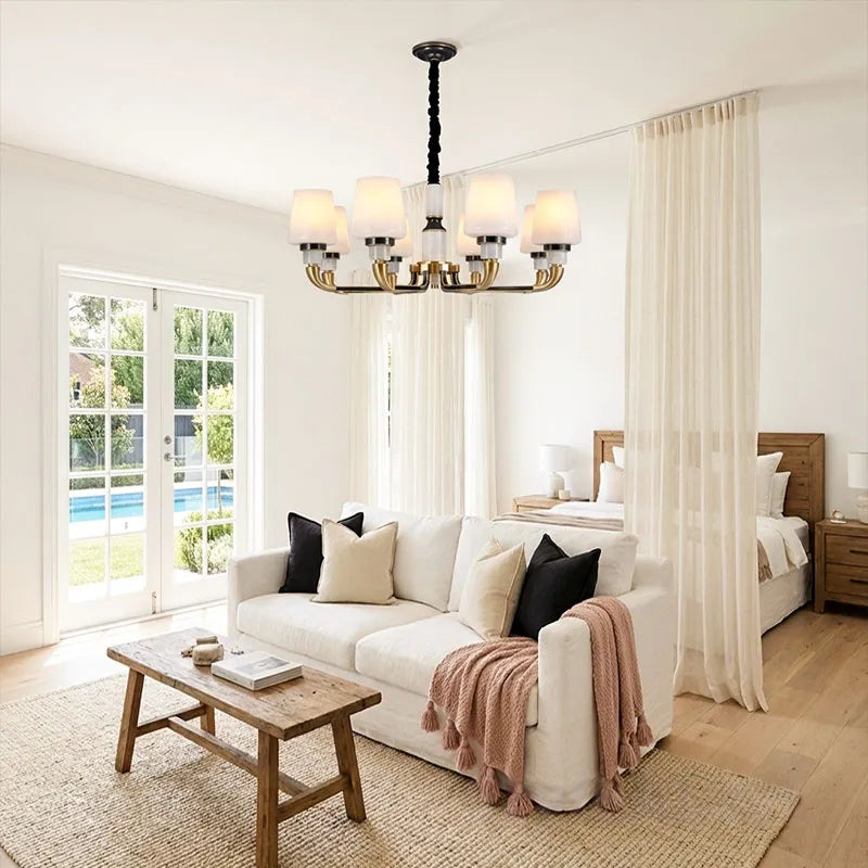 Black Brass Chandelier American Vintage Candle-Style Ceiling Light - view 4