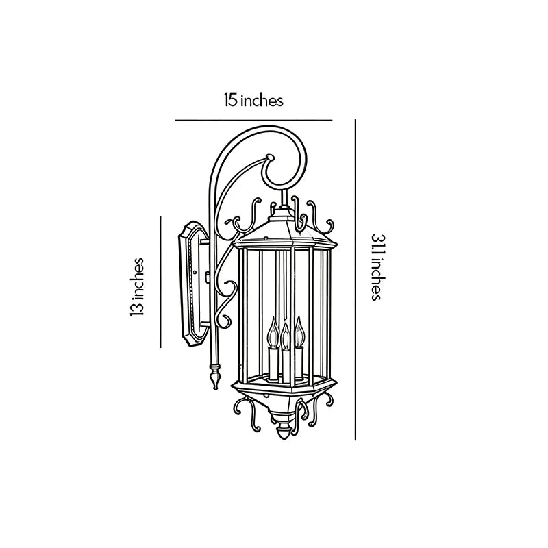 2 PCS Black Outdoor Lantern Sconce European Vintage Wall Light - view 10
