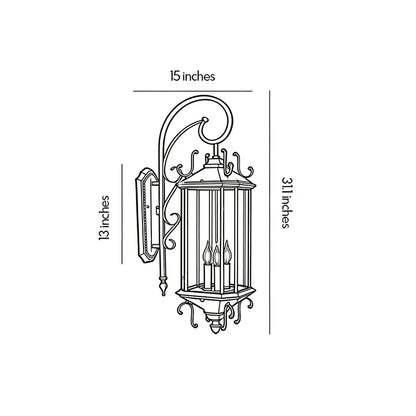 2 PCS Black Outdoor Lantern Sconce European Vintage Wall Light - view 10