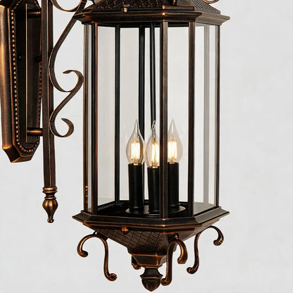 2 PCS Black Outdoor Lantern Sconce European Vintage Wall Light - view 8