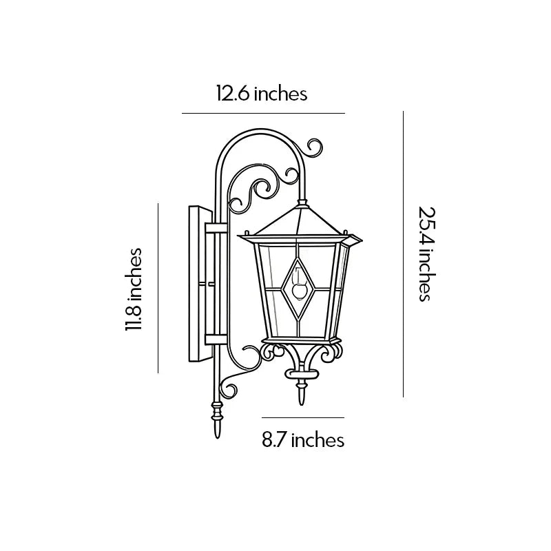 2 PCS Black Outdoor Sconces European Vintage Wall Light - view 12