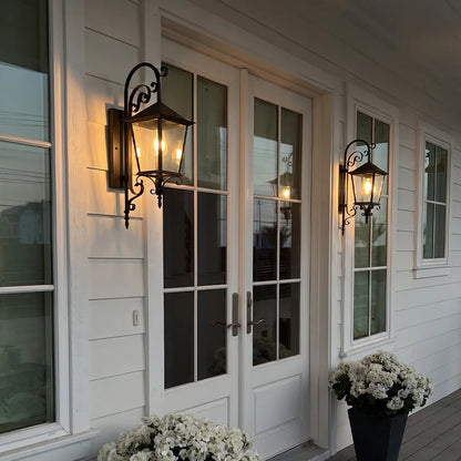 2 PCS Black Outdoor Sconces European Vintage Wall Light