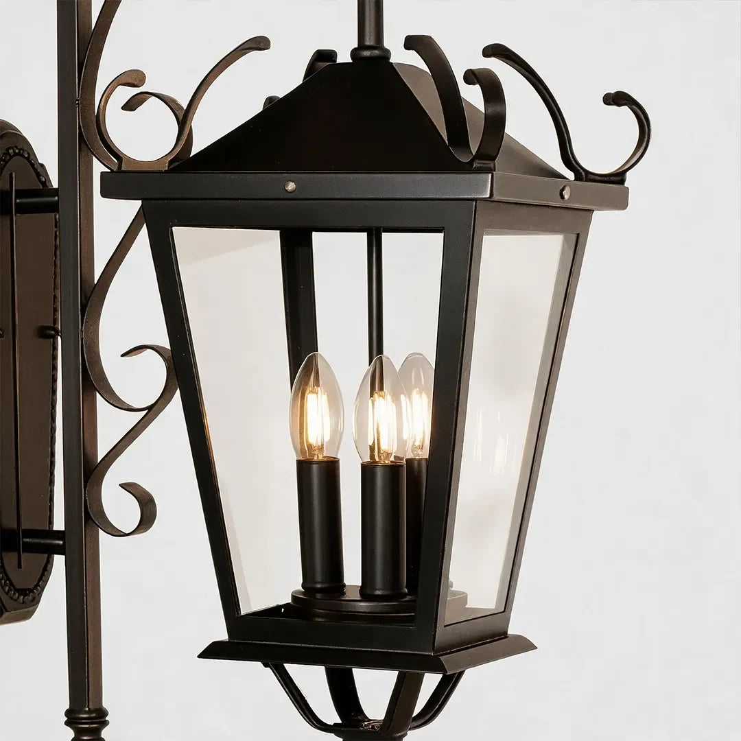 2 PCS Black Outdoor Wall Light European Vintage Three-Light - view 8